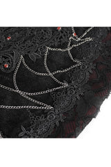 Black/Red High Waisted Embroidery Stitching Lace Women's Gothic Skirt - Product - 9