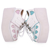 Pink And Blue Cute Heart Pattern Platform Sweet Lolita Shoes - Product - 3
