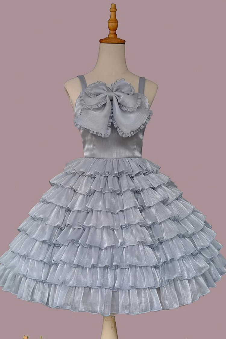 Multi-layer Plaid Print Ruffle Bowknot Sweet Lolita Tiered Dress 3 Colors - Product - 3