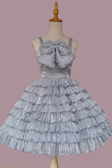 Multi-layer Plaid Print Ruffle Bowknot Sweet Lolita Tiered Dress 3 Colors - Product - 3