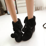 Cute Loli Furball Sweet Lolita Boots 3 Colors - Black - 6
