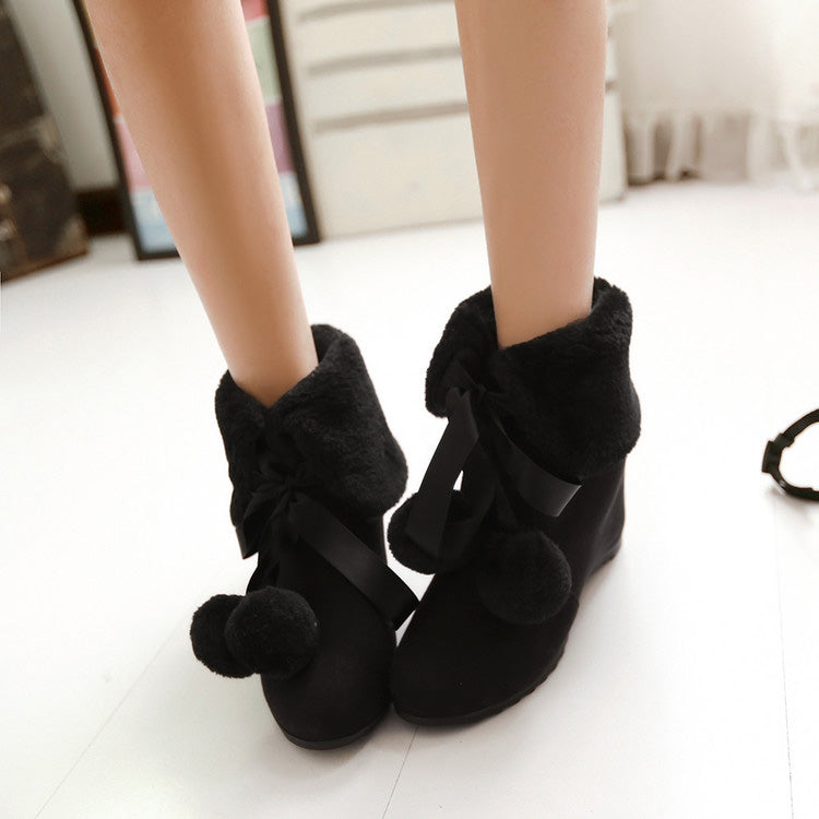 Cute Loli Furball Sweet Lolita Boots 3 Colors - Black - 6