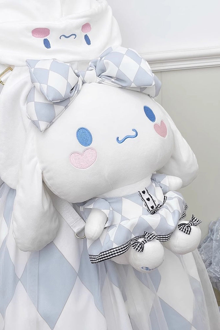 White/Blue Bowknot Big Ears Doll Sweet Lolita Backpack - White/Blue - 1
