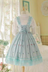 Flower Wall Print Ruffle Bowknot Sweet Lolita Dress 2 Colors - Product - 3
