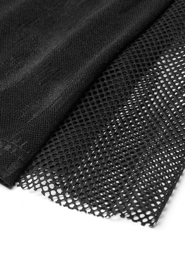 Black Python Print Mesh Women's Gothic Flared Pants - Product - 6