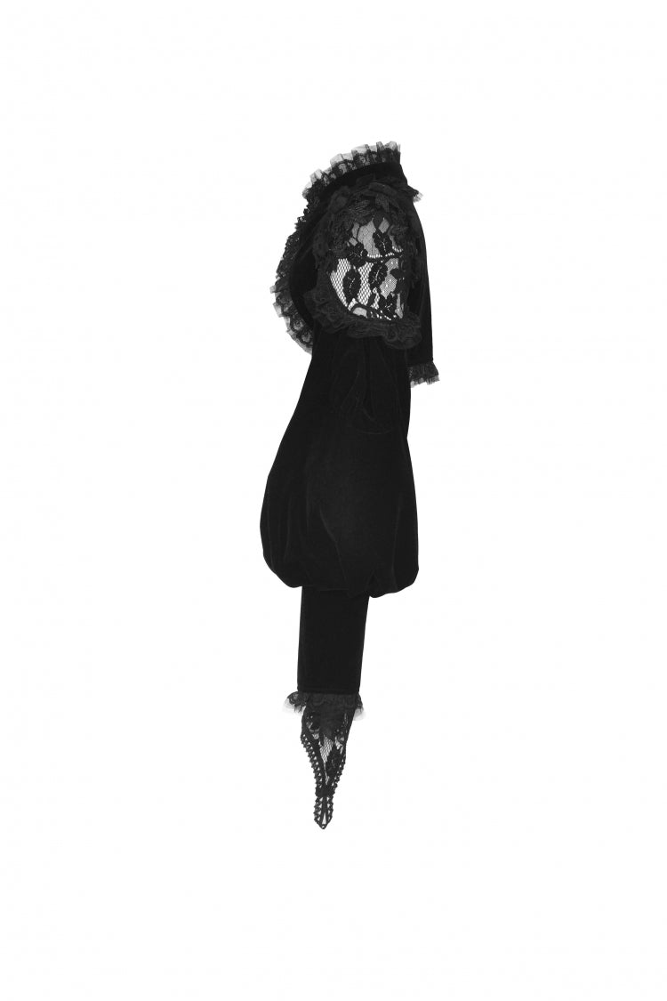 Black Long Lantern Sleeves Lace Spliced Velvet Women's Gothic Cape - Product - 16