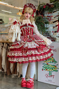 Red Crown of Gems Triple-layered Ruffle nœud Lace Sweet Magnifique (robe seule) vue de face