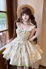 Mint Milk Green Sleeveless Ruffle Bowknot Lace Sweet Ballet Lolita Jsk Dress - Product - 3