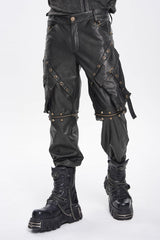 Spliced Irregular Detachable Studded Zippered Men's Punk Handsome Pants  With Big Pockets - Product - 9