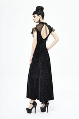Black Cheongsam Velvet Three Dimensional Print Gothic Dress - Product - 8