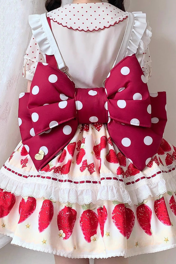 Red/White Polka Dot Print Bowknot Shaped Sweet Lolita Backpack - Red/White - 22