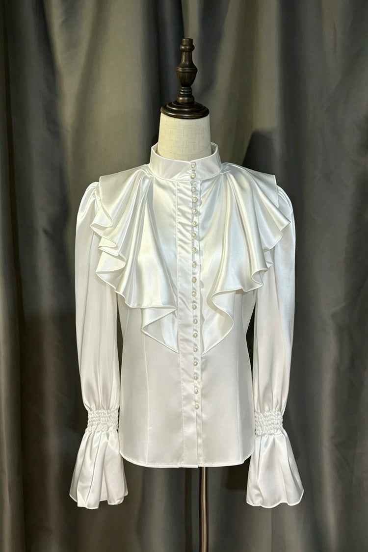 Black [Royal Knight] Gothic Vintage Cool Royal Ouji Lolita (Blouse / Shorts / Vest / Pants) - Blouse(Only) - 8