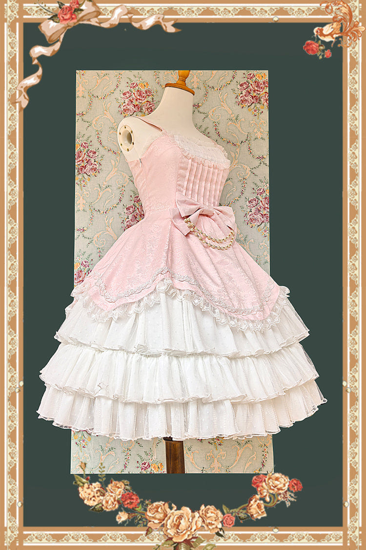 [Pearl Box] Sleeveless Triple-Layered Bowknot Lace Slim Pearl Sweet Elegant Lolita Jsk Dress 3 Colors - Product - 13