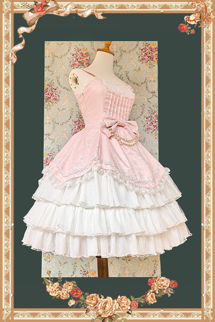 [Pearl Box] Sleeveless Triple-Layered Bowknot Lace Slim Pearl Sweet Elegant Lolita Jsk Dress 3 Colors - Product - 13