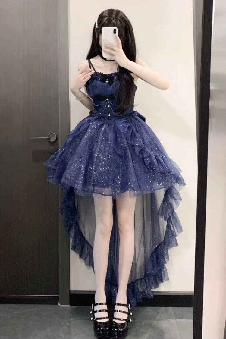 Blue Cardigan Sweet Elegant Princess Lolita Jsk Dress Set - Blue - 1