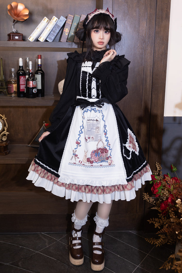 Black [Little Red Riding Hood] Ruffle Bowknot Sweet Lolita Jsk Dress - Product - 3