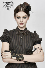 Brown Adjustable Crackled Metal Women's Gothic Decorative Bow Tie - Product - 5