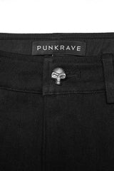 Black Faux Leather Stitching Lace-Up Slim Skinny Women's Punk Jeans Pants - Product - 5