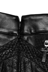 Black Faux Leather Pleated Stitching Women's Punk Skirt - Product - 7