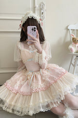 [Flower Season] Bowknot Lace Sweet Ballet Lolita Jsk Dress 4 Colors - Product - 12