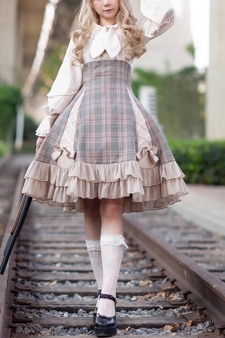 Multi-Color Backlight Memoirs Elegant Slim Bowknot Sleeveless Ruffle Classic Lolita Dress - Multi-Color - 1