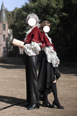 Black [Day and Night Song] Long Sleeves Ruffle Ouji Gothic Lolita Skirt Blouse - Product - 17