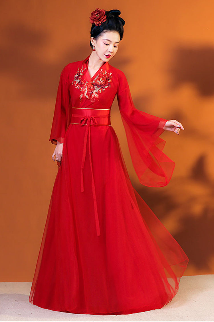 Chinese Ancient Style Fairy Air Dance Performance Hanfu Dress - Red - 8