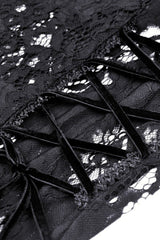 Black Lapel Collar Long Sleeves Ruffled Irregular Lace Lace-Up Women's Gothic Jacket Dress - Product - 16