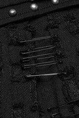 Black Ripped Asymmetric Studded Women's Punk Denim Skirt - Product - 8