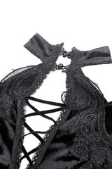 Black Long Sleeves Cut-Out Lace-Up Women's Gothic Side Slit Velvet Party Dress Wedding Dress - Product - 11