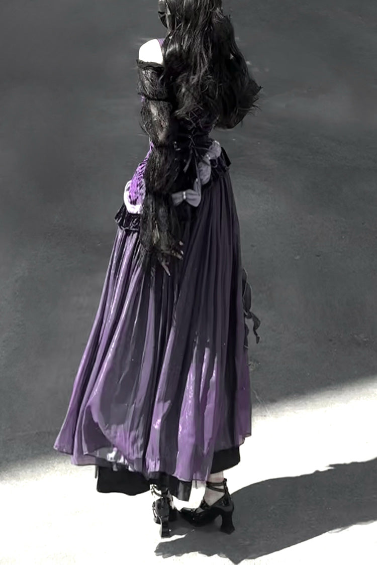 Purple [Madame Butterfly] Ruffle Bowknot Lace Sweet Elegant Gorgeous Lolita Jsk Dress - Product - 14