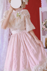 Pink Elegant Vintage Tulip Multi-Layer Ruffled Classic Lolita Skirt Dress - Product - 5
