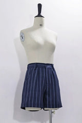 Blue Rabbit Theater Vertical Stripes Print Ouji Fashion Sweet Prince Cool Lolita Shorts - Blue - 1