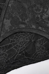 Black Stand Collar Long Puff Sleeves Jacquard Print Lace Mens Gothic Blouse - Product - 8