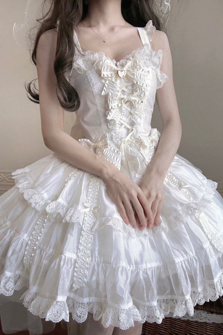 ホワイト [Sweetheart Splolita] フリル リボン レースアップ スウィートロリータ スカートセット 商品画像