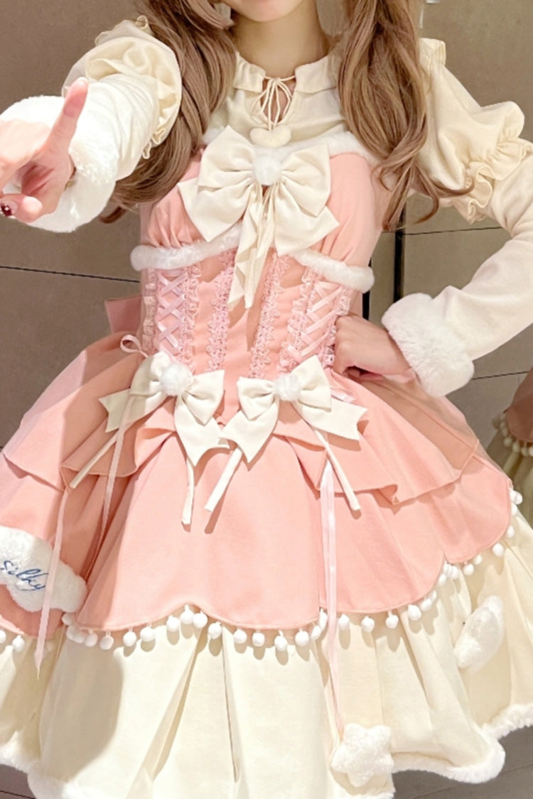 Lovely Multi-layer Bowknot Autumn and Winter Sweet Princess Lolita Jsk Dress 3 Colors - Product - 3