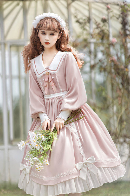 Doll Collar Lantern Sleeves High Waist Sweet Lolita OP Dress - Product - 5