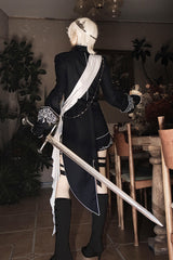 Black [Sword of Oath] Long Sleeves Embroidered Gothic Vintage Knight Prince Ouji Lolita Set - Product - 2