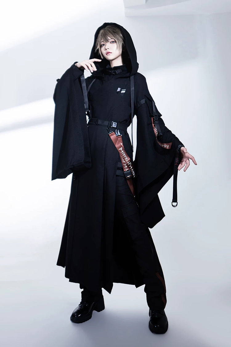 Black [Nameless Blade] Stand Collar Long Sleeves Gothic Prince Ouji Lolita Skirt Set - Black(Full-Set) - 1