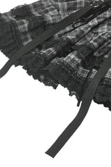 Grey Sleeveless Layered Lace Hem Plaid Women's Punk Party Slip Dress Graduation Dress - Product - 15