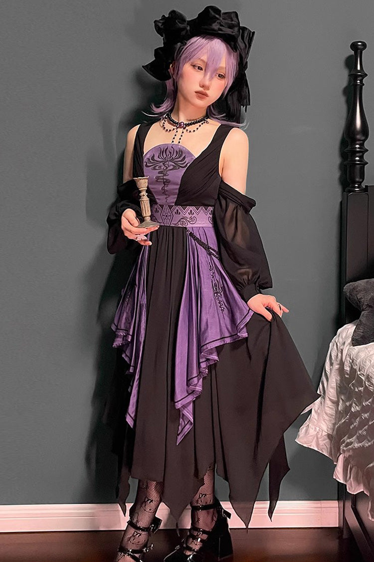 Black/Purple Print Styx Ferry Witch Gothic Lolita Dress - Product - 3