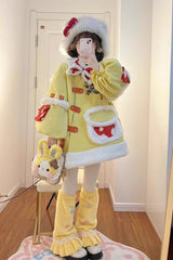 Yellow [Mushroom House] Long Sleeves Embroidery Bowknot Sweet Lolita Coat - Product - 13