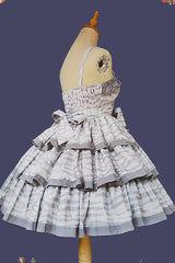 Grey [Cloth Cat] Triple-Layered Print Ruffle Bowknot Sweet Lolita Dress - Product - 7