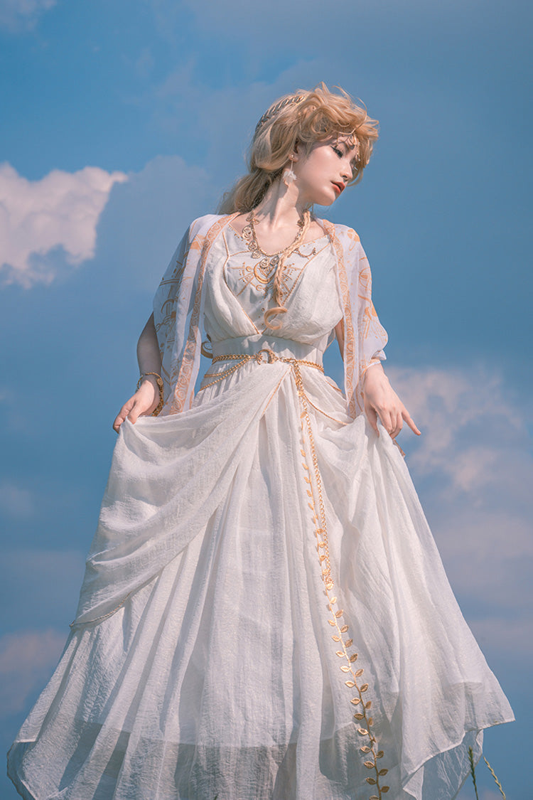 White [Ragnarok] Sleeveless Embroidery Sweet Elegant Lolita Jsk Dress - Product - 3