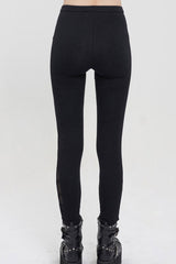 Black Detachable Knitted Fabric Splicing Printing Mesh Women's Punk Leggings - Product - 5