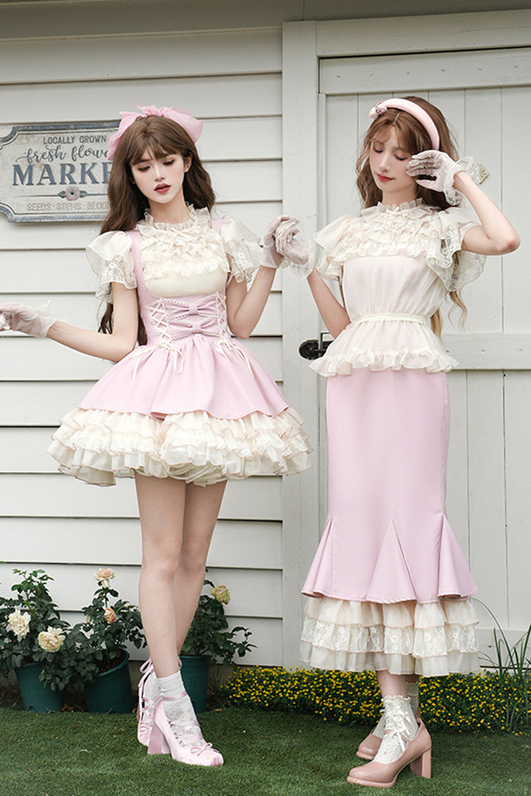 Pink [Love Diary] Multi-Layered Ruffle Sweet Lolita Jsk Mermaid Dress - Product - 10