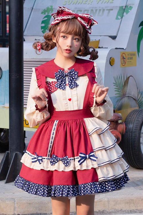 Red Multi-Layer Ruffled High Waist Sweet Lolita JSK Dress - Product - 2