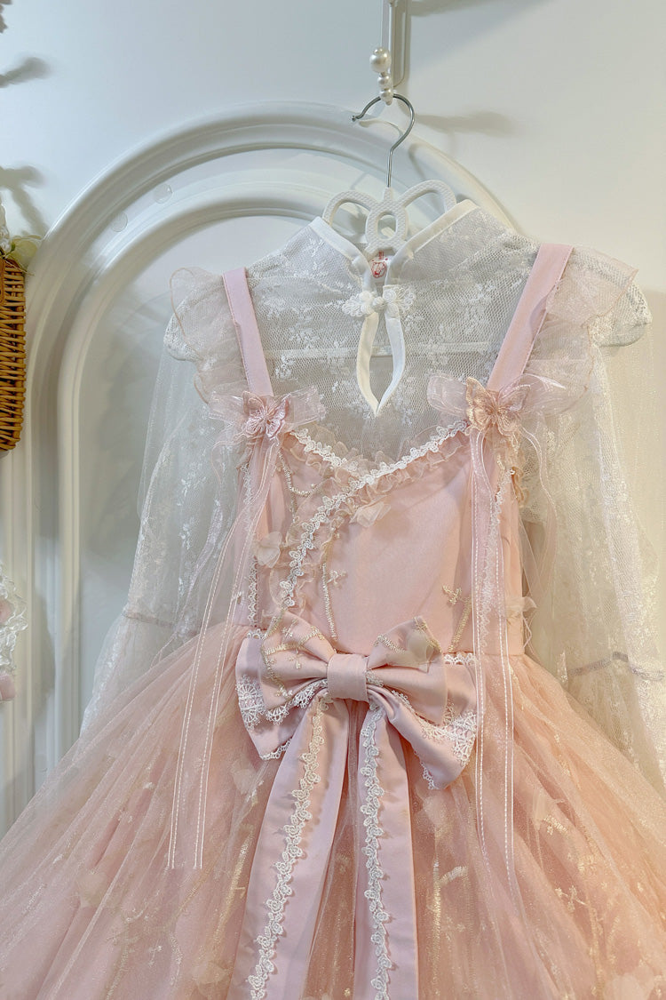 Sweet Sleeveless Ruffle Embroidery Bowknot Lace Chinese Style Lolita Jsk Dress 2 Colors - Product - 8