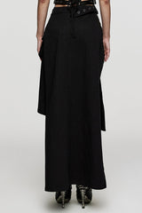 Black Adjustable Waist Irregular Metal Buckle Women's Steampunk Skirt - Product - 3