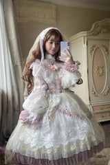 [Elizabeth Tea Party] Multi-Color Short Sleeves Ruffle Hanayome Bowknot Stitching Lace Sweet Lolita Dress - Product - 2